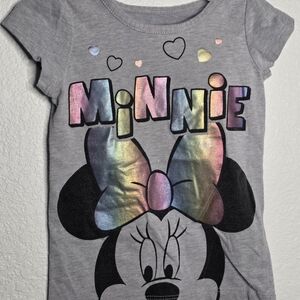 Disney Gray Minnie Graphic Tee with Iridescent Bow